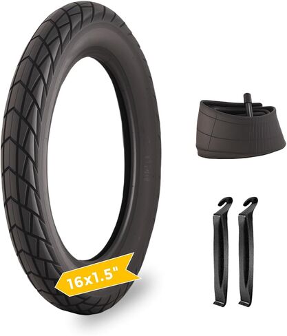 إطار وأنبوب دراجة 16 × 1.5، مع رافعتين، إطار دراجة 16 × 1.5، دراجة نيوماتيكو 16 × 1.50 40-305، مداس متين مقاوم للتآكل ومضاد للثقب، ضوضاء منخفضة وأداء قبضة بديلة للدراجة in Kuwait