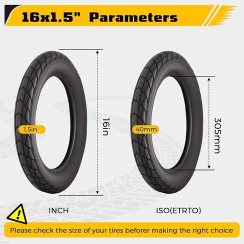 إطار وأنبوب دراجة 16 × 1.5، مع رافعتين، إطار دراجة 16 × 1.5، دراجة نيوماتيكو 16 × 1.50 40-305، مداس متين مقاوم للتآكل ومضاد للثقب، ضوضاء منخفضة وأداء قبضة بديلة للدراجة in Kuwait