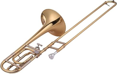 Intermediate Bb Flat Tenor Slide Trombone with F Attachment, Brass Trombone, with Gloves Cleaning Cloth Trumpet Set (A) in Saudi Arabia