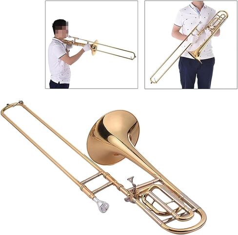 Intermediate Bb Flat Tenor Slide Trombone with F Attachment, Brass Trombone, with Gloves Cleaning Cloth Trumpet Set (A) in Saudi Arabia