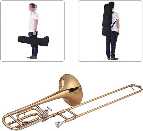Intermediate Bb Flat Tenor Slide Trombone with F Attachment, Brass Trombone, with Gloves Cleaning Cloth Trumpet Set (A) in Saudi Arabia
