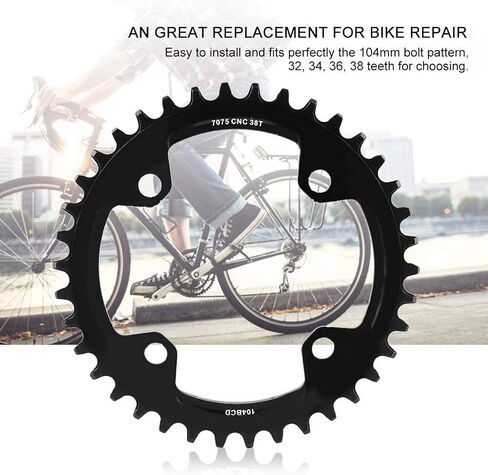 Yosoo Bike Chain Ring, 104 BCD MTB Mountain Bike Bicycle Narrow Wide Chainring Round Shape Single Chain Ring 32T 34T 36T 38T in Saudi Arabia