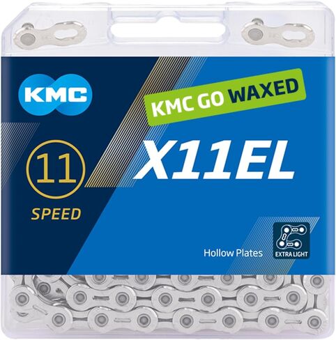 KMC | X11EL Waxed 11?Speed Bicycle Chain | Pre?Waxed with GO Wax, Double X?Bridge Design, Ti?N Coated, | Silver in Saudi Arabia