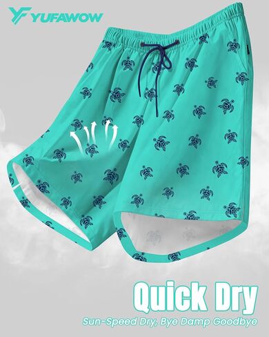 7 Inch Men Swim Trunks with Compression Breathable Liner Quick Dry Zipper Pockets for Pool Board Beach Cruise in Kuwait