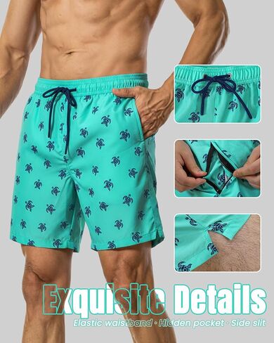 7 Inch Men Swim Trunks with Compression Breathable Liner Quick Dry Zipper Pockets for Pool Board Beach Cruise in Kuwait