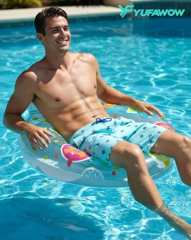 7 Inch Men Swim Trunks with Compression Breathable Liner Quick Dry Zipper Pockets for Pool Board Beach Cruise in Kuwait
