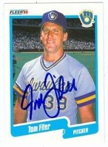Tom Filer autographed Baseball Card (Milwaukee Brewers) 1990 Fleer #322 - Autographed Baseball Cards in Saudi Arabia
