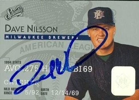 Dave Nilsson autographed Baseball Card (Milwaukee Brewers) 1995 Donruss Studio #102 - Autographed Baseball Cards in Saudi Arabia