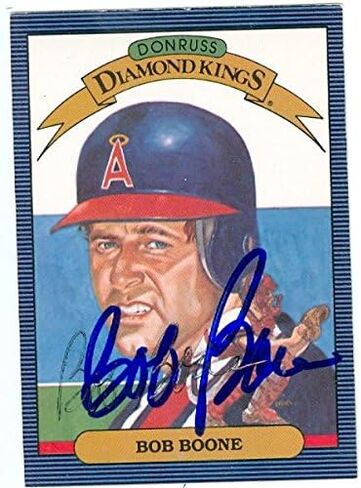 Bob Boone autographed Baseball Card (California Angels) 1986 Donruss Diamond Kings #17 (discount resigned dead pen) - Autographed Baseball Cards in Saudi Arabia