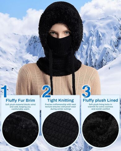 WELROG Women Windproof Balaclava Ski Mask Thermal Face Cover for Skiing,Snowboarding，Motorcycle in Cold Weather in Saudi Arabia