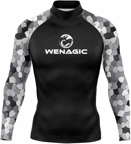 Surf Diving Men's Long Sleeve Skins Rashguard Quick-Dry Swim Running UPF 50+ Surfing Beach Rash Guard T Shirts Gym Clothes in Saudi Arabia