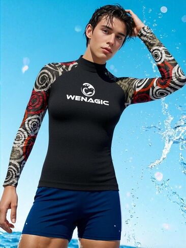 Surf Diving Men's Long Sleeve Skins Rashguard Quick-Dry Swim Running UPF 50+ Surfing Beach Rash Guard T Shirts Gym Clothes in Saudi Arabia