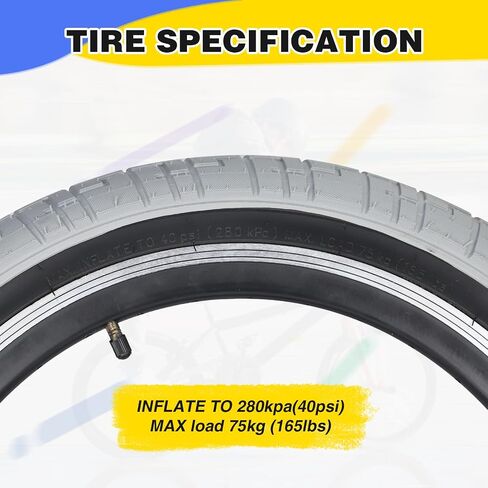 20 x 2.4 inch Bike tire Grey-Black bmx tire 20 inch 2 Pack 20 Bike tires with Tube/no Tube,Kids Bike Tires Folding Replacement Tires Suitable for Bicycle Tires 20x2.35 20x2.4,20x2.5,Grey-Black in Saudi Arabia