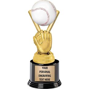 Crown Awards Baseball Trophies with Custom Engraving, 7.25" Personalized Kids Baseball Award Trophy On Deluxe Round Base Prime in Kuwait