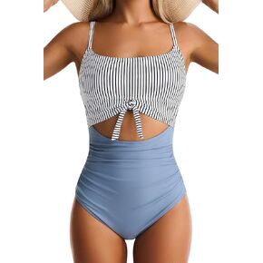 بدلة سباحة نسائية قطعة واحدة للتحكم في البطن، بدلة سباحة للتخسيس وربطة عنق أمامية in Kuwait
