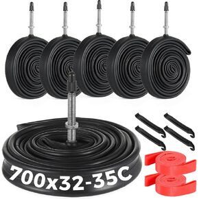yeesport 6 Pack 700x25-28C Inner Tubes, 700x28c Road Bike Tubes 700x25c Presta 48 mm with Tire Levers Rim Strips, 700c Bike Tube for Road Bicycle Tires, Commuting, Long Rides in Saudi Arabia