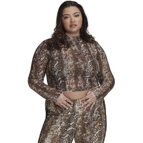 قميص شبكي على شكل ثعبان من adidas Originals للنساء، لون أبيض رائع in Kuwait