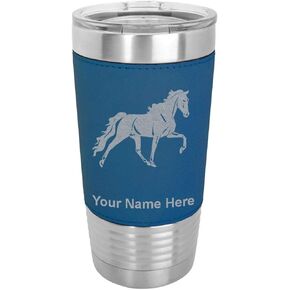 LaserGram 20oz Vacuum Insulated Tumbler Mug, Horse, Personalized Engraving Included (Faux Leather, Blue) in Kuwait