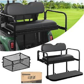10L0L Golf Cart Flip Folding Rear Seat Kit, Aluminum Alloy Structure with Seat Cushion, Fits EZGO RXV Only in Kuwait