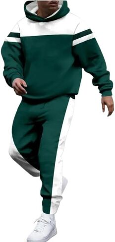 Men's printed hoodie, jogging pants set, casual pullover, sports shirt, long pants two-piece set in Saudi Arabia