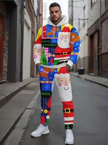 Men's printed hoodie, jogging pants set, casual pullover, sports shirt, long pants two-piece set in Saudi Arabia