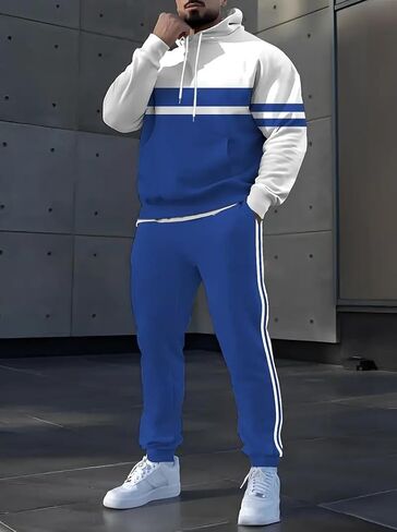 Men's printed hoodie, jogging pants set, casual pullover, sports shirt, long pants two-piece set in Saudi Arabia
