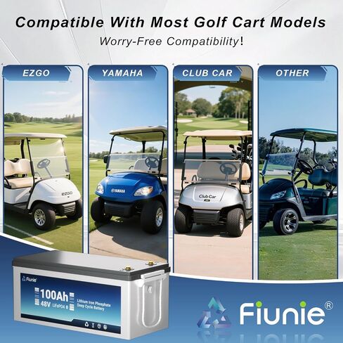 48 Volt Lithium Battery for Golf Cart kit with 18A Charger, 48V 100Ah LiFePO4 Battery with 200A BMS Bluetooth & LCD Display, 5.12kWh Capacity and 10.24kW Output for Golf Cart in Saudi Arabia