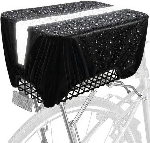 45L Bicycle Basket Waterproof Rain Cover with Reflective Strip Bicycle Rear Rack Rain Cover Black in Kuwait