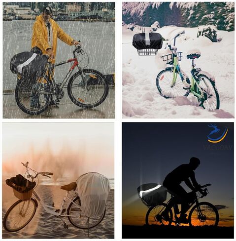 45L Bicycle Basket Waterproof Rain Cover with Reflective Strip Bicycle Rear Rack Rain Cover Black in Kuwait