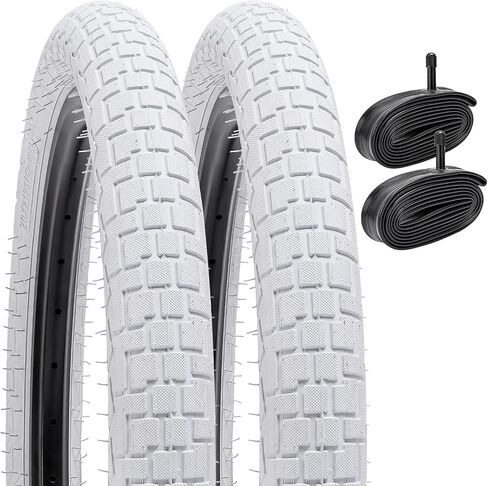 YUNSCM 2-PCS 16 "إطارات دراجة الطريق 16 × 2.0/52-305 و16" أنابيب الدراجة الثقيلة صمام شريدر متوافق مع دراجة الطريق 16x1.95 16x2.0 16x2.10 إطارات وأنابيب الدراجات، أبيض (Y-1012) in Kuwait