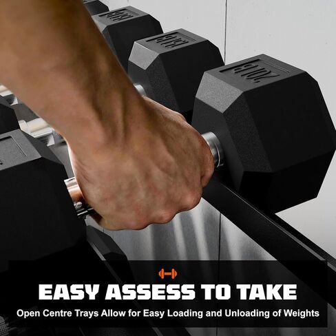 Dumbbell Sets with Rack, Rubber Hex Dumbbells, 160/220/280/360/450/550LBS, Hand Weights with Chrome Handle for Strength Training in Kuwait