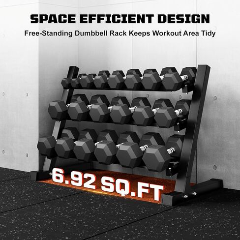 Dumbbell Sets with Rack, Rubber Hex Dumbbells, 160/220/280/360/450/550LBS, Hand Weights with Chrome Handle for Strength Training in Kuwait
