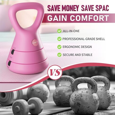 EAST MOUNT Adjustable Kettlebell, 5lb 9lb 15lb Kettlebell Weights Set, Ergonomic Design & Wide-Handle for Home Gym, Full-Body Workouts Strength Training and Weight Loss, Good for Men Women & Beginners in Saudi Arabia