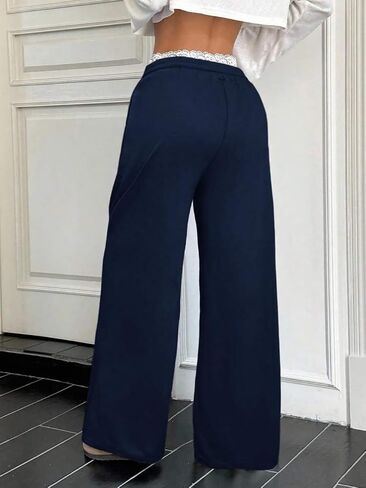 ZAFUL المرأة واسعة الساق Sweatpants عارضة الدانتيل تقليم الرباط تجريب الركض Y2K فضفاض صالة السراويل in Saudi Arabia