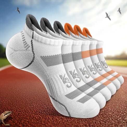 Men Running Socks 6Pairs-Ankle Athletic Socks Wicking Cushioned for Men Walking-Arch Compression Support in Saudi Arabia