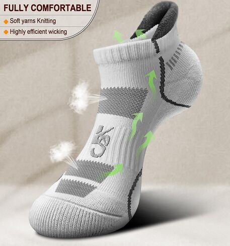 Men Running Socks 6Pairs-Ankle Athletic Socks Wicking Cushioned for Men Walking-Arch Compression Support in Saudi Arabia