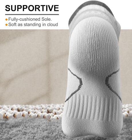 Men Running Socks 6Pairs-Ankle Athletic Socks Wicking Cushioned for Men Walking-Arch Compression Support in Saudi Arabia