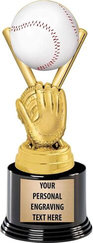 Crown Awards Baseball Trophies with Custom Engraving, 7.25" Personalized Kids Baseball Award Trophy On Deluxe Round Base Prime in Saudi Arabia