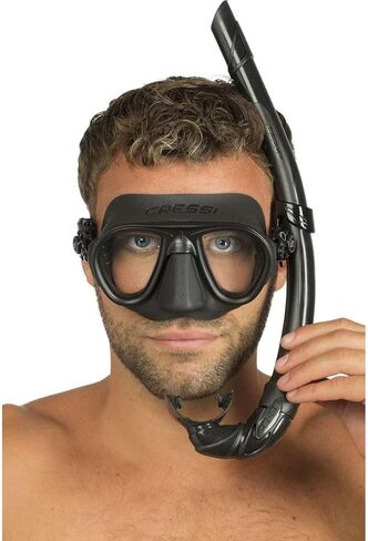 Cressi Calibro Mask and Corsica Snorkel Kit - Black in Saudi Arabia
