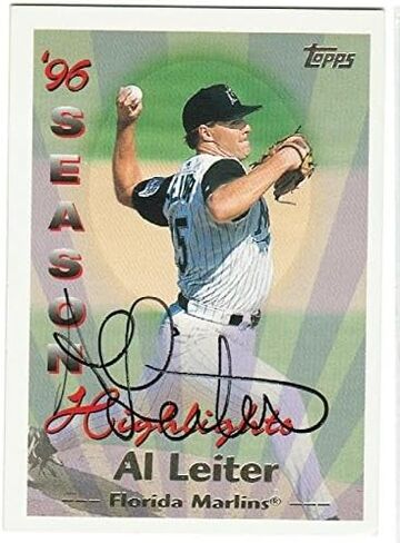 Al Leiter Florida Marlins موقعة 1997 بطاقة توبس موقعة - بطاقات بيسبول مبلطة موقعة in Saudi Arabia