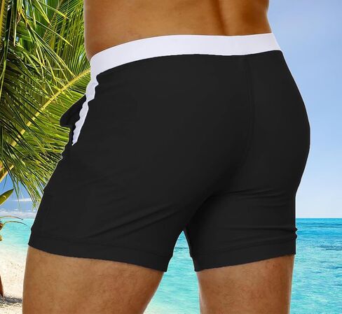 Men's Swimwear Swimsuits Solid Basic Long Swim Sport Trunks Board Shorts with Pockets in Saudi Arabia