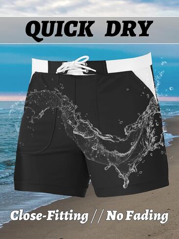 Men's Swimwear Swimsuits Solid Basic Long Swim Sport Trunks Board Shorts with Pockets in Saudi Arabia