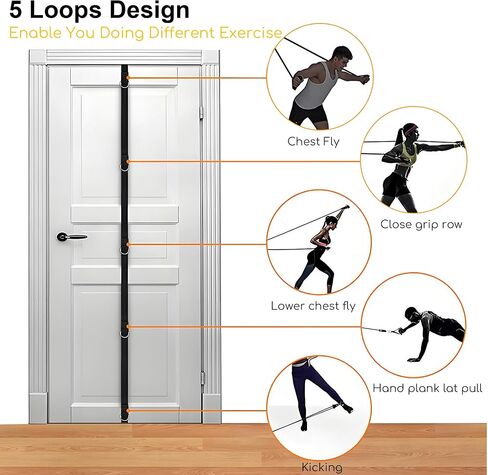 Resistance Bands Set with Door Anchor Training System, 5 Colors Stackable up to 150LBS, Includes 5-Angle Door Training Tool, Home Full Body Workout Bands, Handles, Ankle Straps, Portable Bag in Saudi Arabia