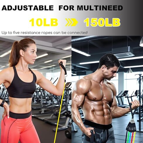 Resistance Bands Set with Door Anchor Training System, 5 Colors Stackable up to 150LBS, Includes 5-Angle Door Training Tool, Home Full Body Workout Bands, Handles, Ankle Straps, Portable Bag in Saudi Arabia
