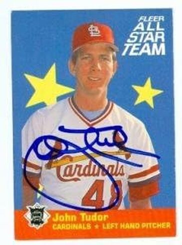 John Tudor autographed Baseball Card (St. Louis Cardinals) 1986 Fleer All Star Team #12 - Autographed Baseball Cards in Saudi Arabia