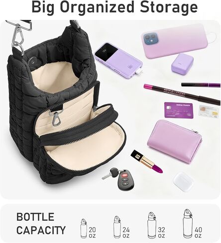 WOOMADA Water Bottle Holder RFID Crossbody Bag for Women, Ideal for Walking, Hiking, Cycling(black) in Saudi Arabia