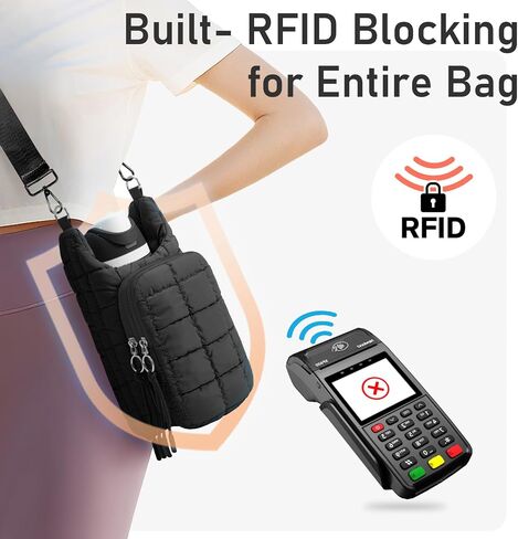 WOOMADA Water Bottle Holder RFID Crossbody Bag for Women, Ideal for Walking, Hiking, Cycling(black) in Saudi Arabia