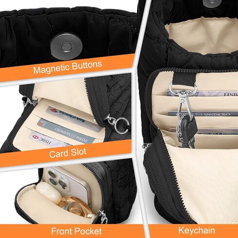 WOOMADA Water Bottle Holder RFID Crossbody Bag for Women, Ideal for Walking, Hiking, Cycling(black) in Saudi Arabia