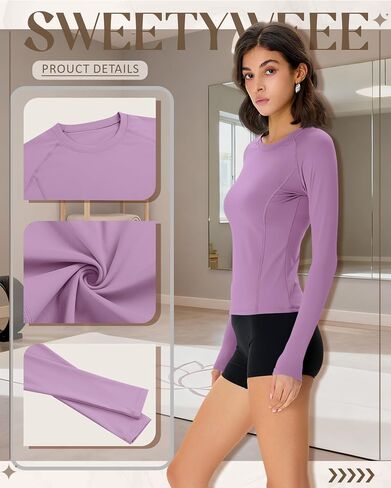 4 Pack Women's Long Sleeve Shirts Compression Crew Neck Tops Athletic Slim Fit Undershirts for Yoga Gym in Saudi Arabia