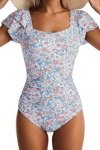 المرأة قطعة واحدة ملابس السباحة البطن التحكم كشكش المايوه ساحة الرقبة Ruched المايوه التخسيس ملابس السباحة in Kuwait